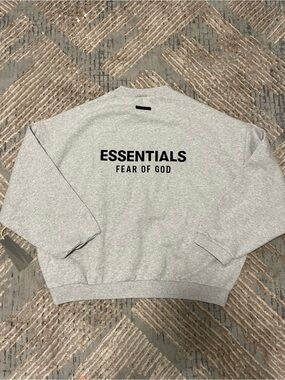 ESSENTIALS Men's Light Heather Gray Crewneck Sweatshirt